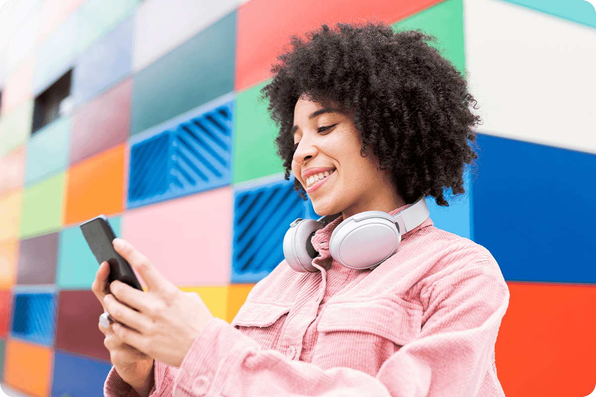 Woman on Mobile Phone using her Data Plan