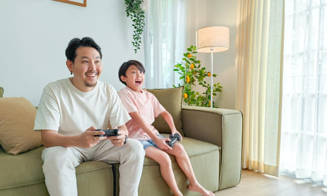 Two men playing video games