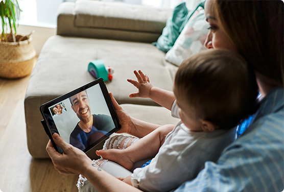 Family video chatting through a secure internet connection
